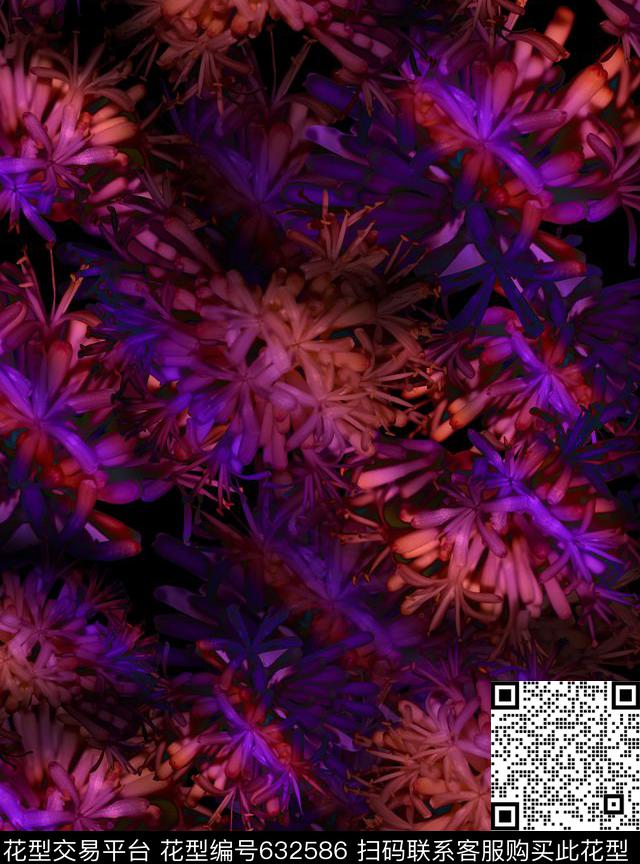 巴西木花紫罗兰梦幻泳装数码印花华亿平台下载（图片编号: 632586） - 瓦栏（Walan）