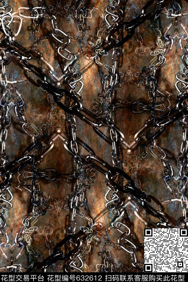条纹铁链锁链数码印花华亿平台下载（图片编号: 632612） - 瓦栏（Walan）