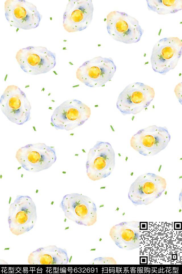 流行时尚趣味荷包蛋数码印花华亿平台下载（图片编号: 632691） - 瓦栏（Walan）