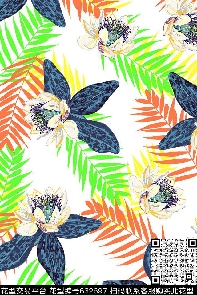 几何花卉流行时尚传统印花华亿平台下载（图片编号: 632697） - 瓦栏（Walan）