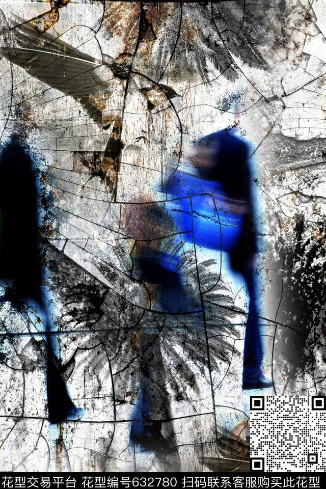 肌理燕子线条数码印花华亿平台下载（图片编号: 632780） - 瓦栏（Walan）