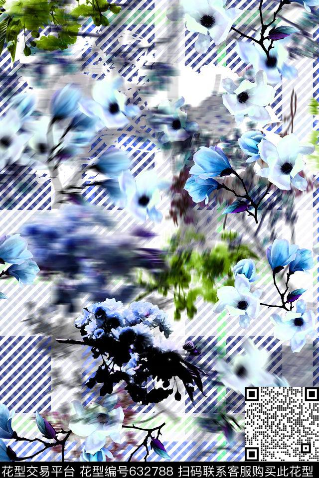 L.D~抽象L.D~清新L.D~几何格子条纹数码印花华亿平台下载（图片编号: 632788） - 瓦栏（Walan）