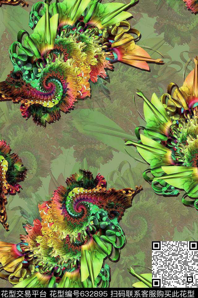 抽象几何分形数码印花华亿平台下载（图片编号: 632895） - 瓦栏（Walan）