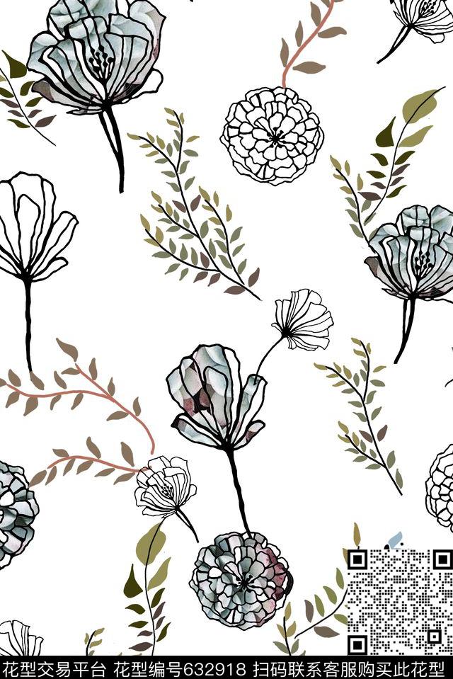 小碎花花卉清新花数码印花华亿平台下载（图片编号: 632918） - 瓦栏（Walan）