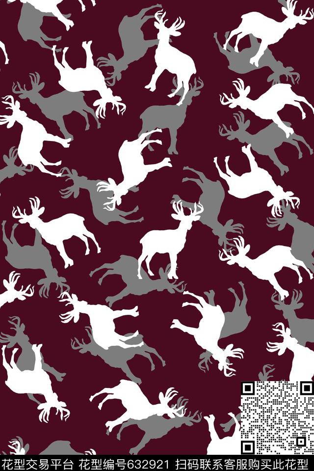 动物满版纯色传统印花华亿平台下载（图片编号: 632921） - 瓦栏（Walan）