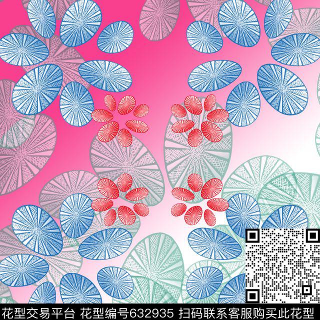 丝巾围巾秀场叶子组合抽象花卉数码印花华亿平台下载（图片编号: 632935） - 瓦栏（Walan）