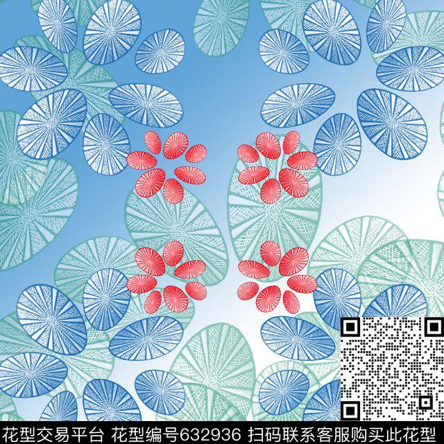 丝巾围巾秀场叶子组合抽象花卉数码印花华亿平台下载（图片编号: 632936） - 瓦栏（Walan）