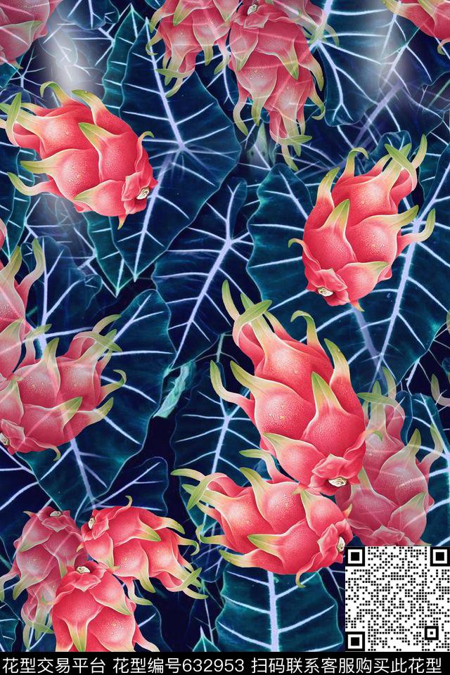 叶子组合热带植物热带海滨度假数码印花华亿平台下载（图片编号: 632953） - 瓦栏（Walan）