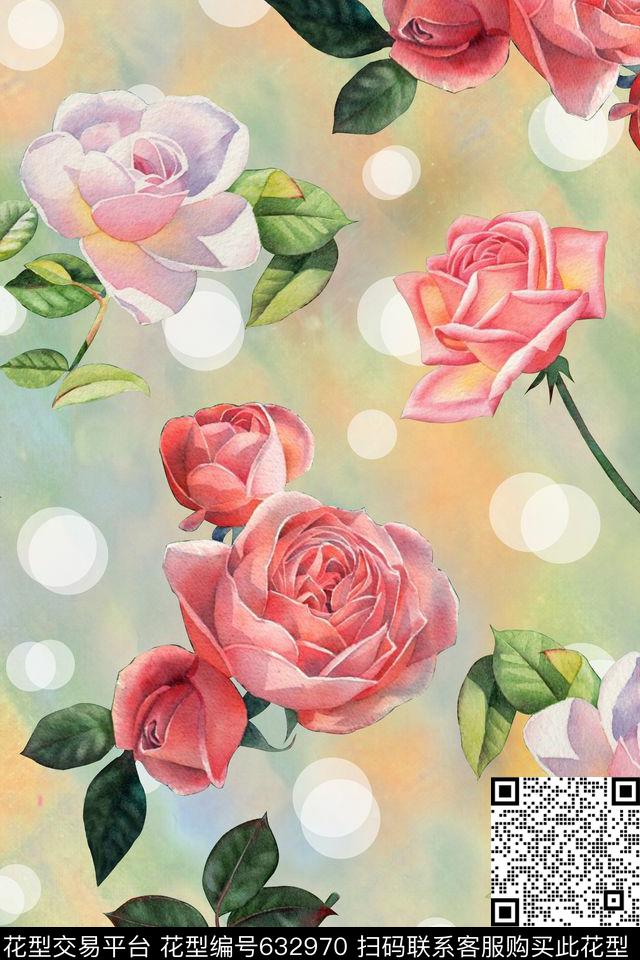 花卉女装几何数码印花华亿平台下载（图片编号: 632970） - 瓦栏（Walan）