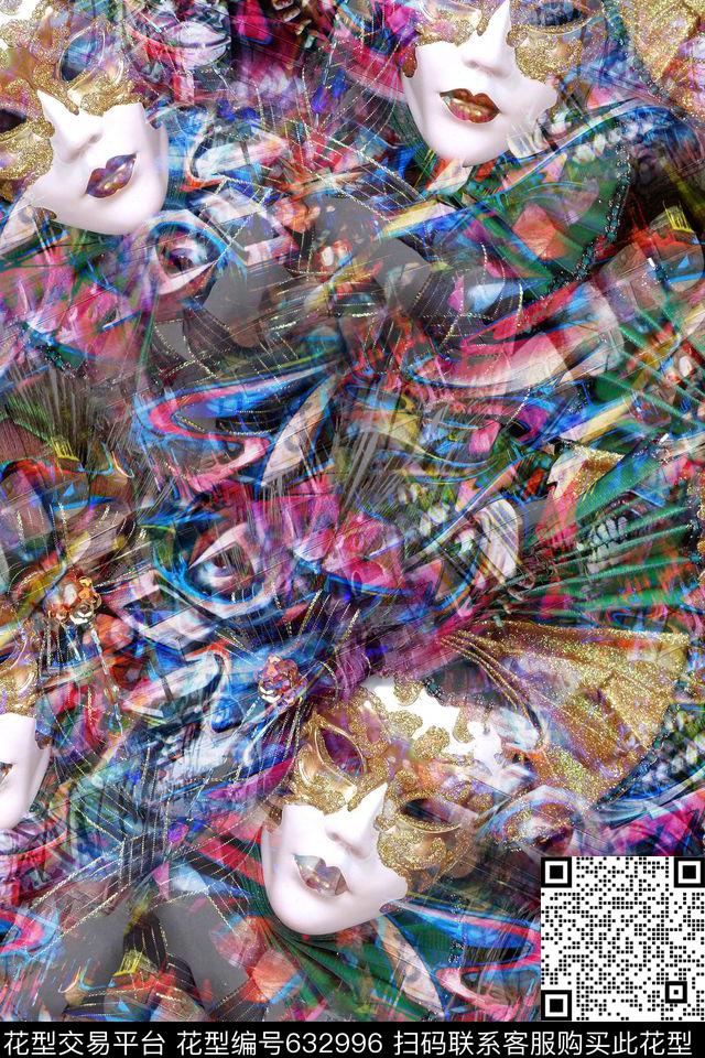 纹理面具数码印花华亿平台下载（图片编号: 632996） - 瓦栏（Walan）