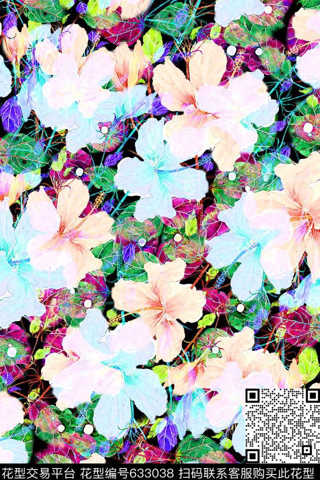 乱花花朵花卉数码印花华亿平台下载（图片编号: 633038） - 瓦栏（Walan）