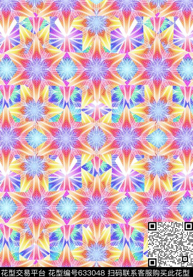 抽象炫彩几何数码印花华亿平台下载（图片编号: 633048） - 瓦栏（Walan）
