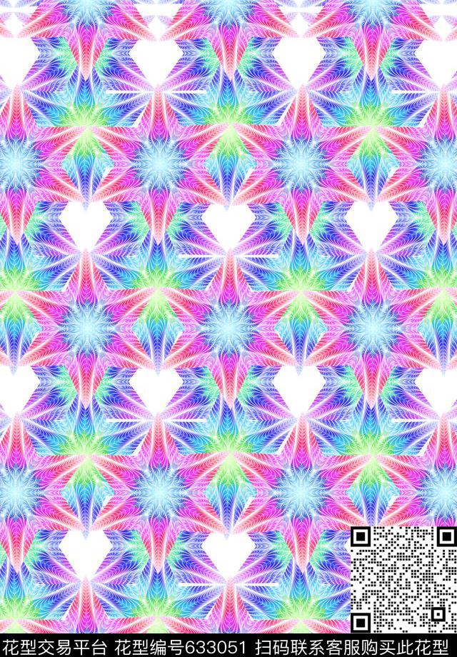抽象炫彩几何数码印花华亿平台下载（图片编号: 633051） - 瓦栏（Walan）