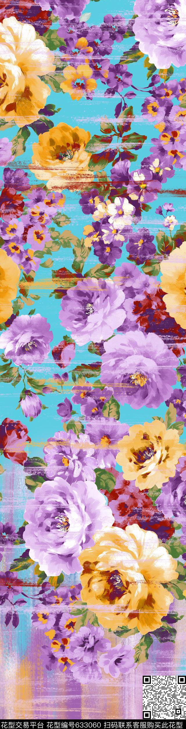 花卉个性炫彩数码印花华亿平台下载（图片编号: 633060） - 瓦栏（Walan）