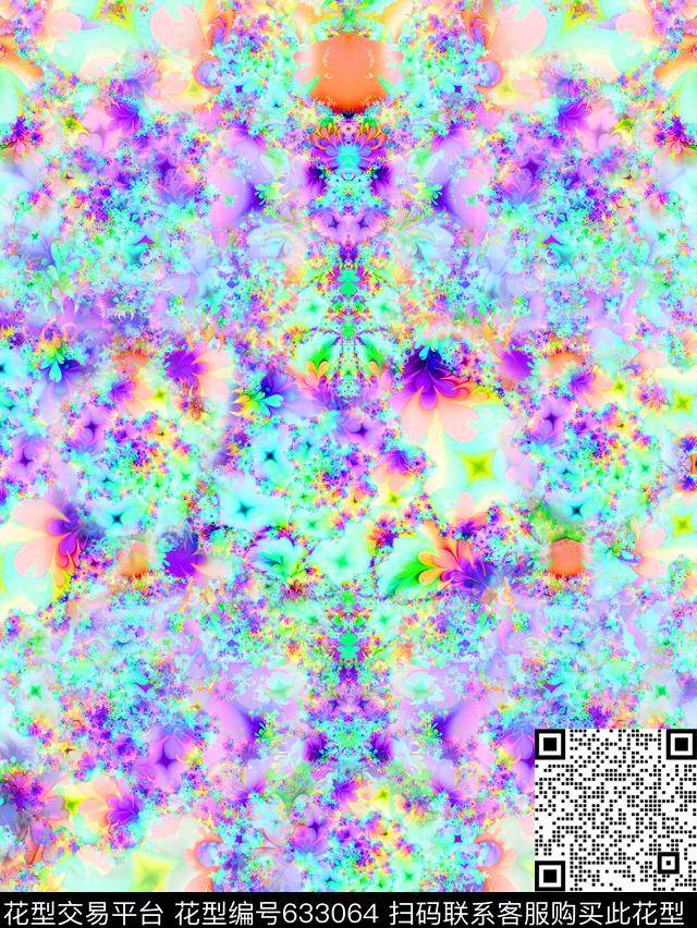 花卉抽象水彩创意抽象数码印花华亿平台下载（图片编号: 633064） - 瓦栏（Walan）