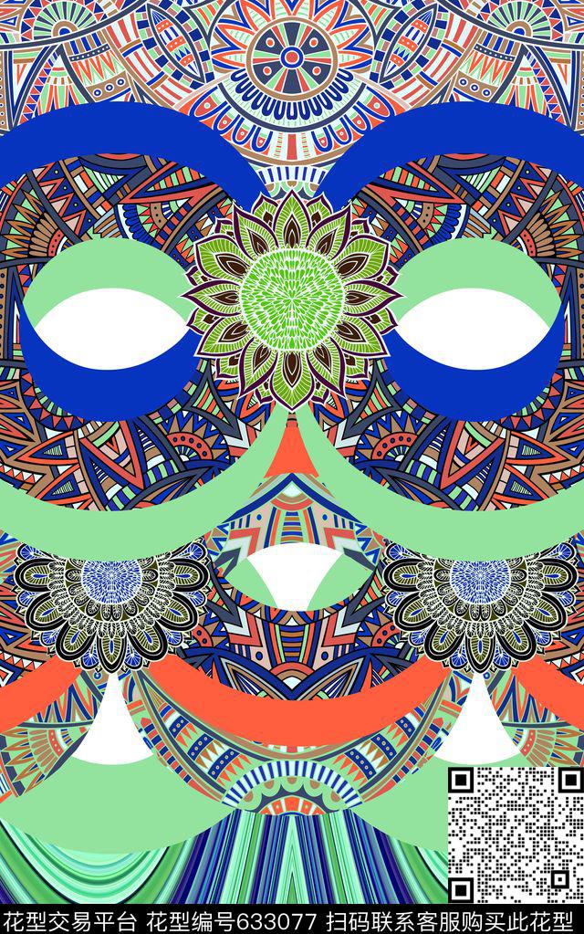 民族风拼接混搭泳装传统印花华亿平台下载（图片编号: 633077） - 瓦栏（Walan）