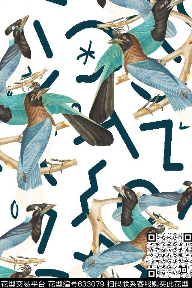 女装四方连续花鸟植物数码印花华亿平台下载（图片编号: 633079） - 瓦栏（Walan）