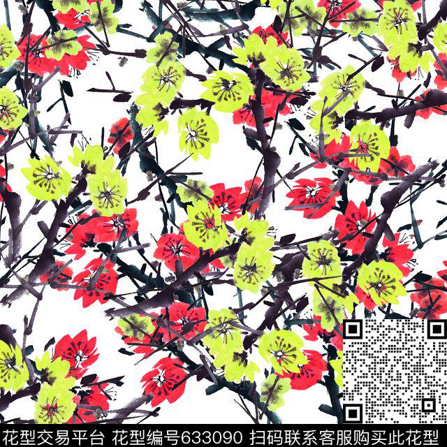 花朵梅花数码印花华亿平台下载（图片编号: 633090） - 瓦栏（Walan）