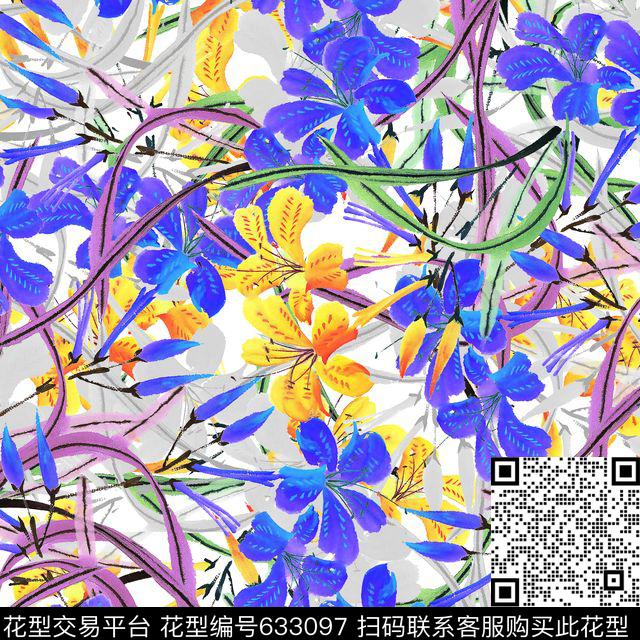 花朵数码印花华亿平台下载（图片编号: 633097） - 瓦栏（Walan）
