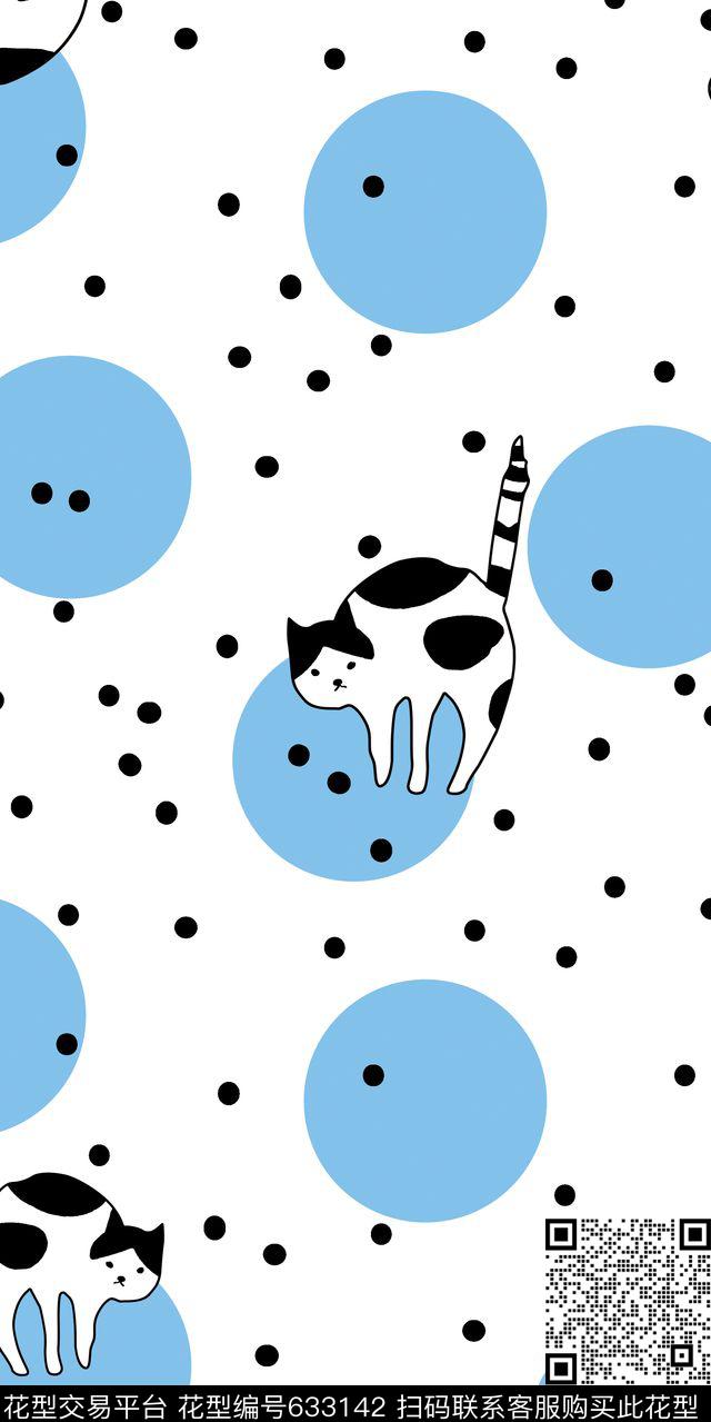卡通猫动物传统印花华亿平台下载（图片编号: 633142） - 瓦栏（Walan）