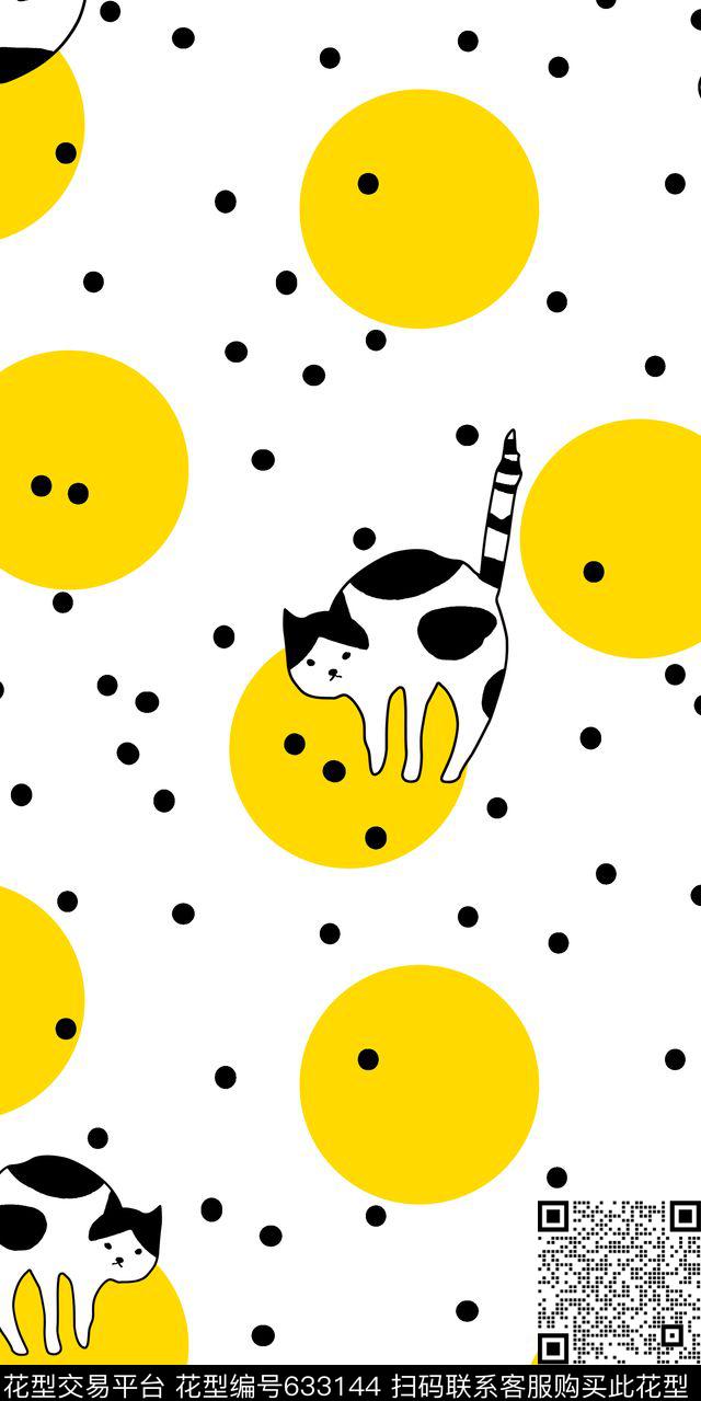 卡通猫动物传统印花华亿平台下载（图片编号: 633144） - 瓦栏（Walan）