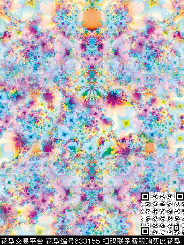 花卉抽象水彩创意抽象数码印花华亿平台下载（图片编号: 633155） - 瓦栏（Walan）