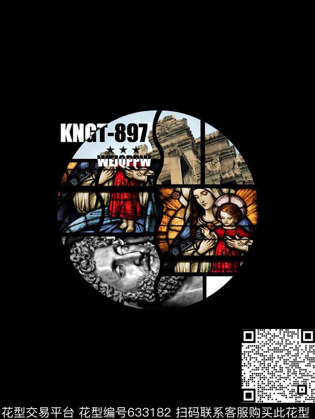 复古风格圣母像男装T恤数码印花华亿平台下载（图片编号: 633182） - 瓦栏（Walan）