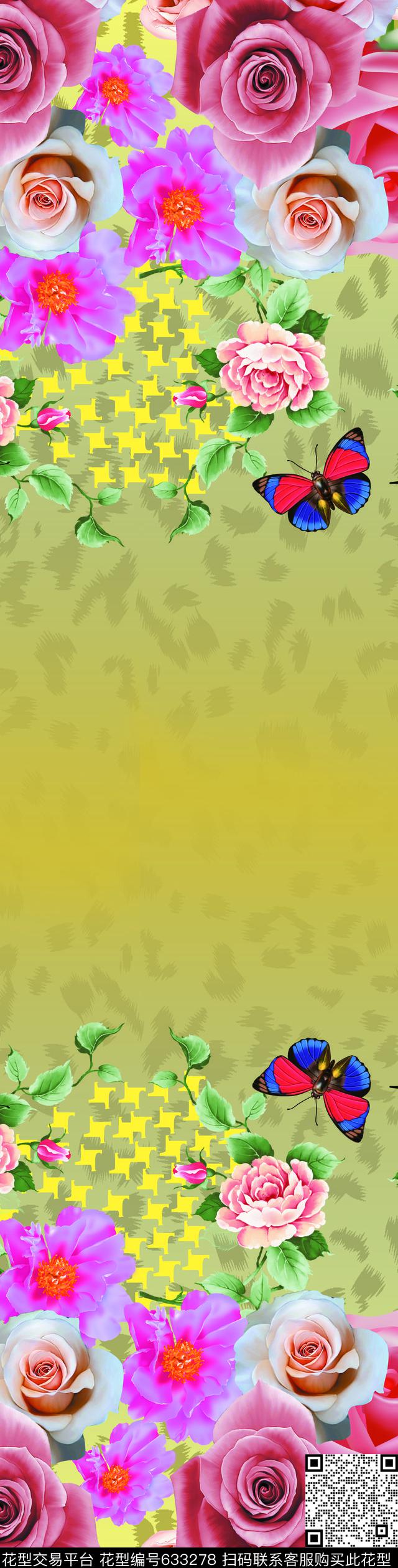 时尚双边订位花朵数码印花华亿平台下载（图片编号: 633278） - 瓦栏（Walan）