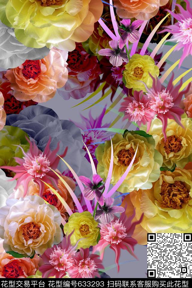 时尚花卉写实花卉摄影花卉数码印花华亿平台下载（图片编号: 633293） - 瓦栏（Walan）