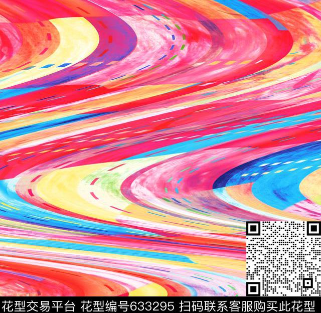 波浪抽象几何数码花数码印花华亿平台下载（图片编号: 633295） - 瓦栏（Walan）