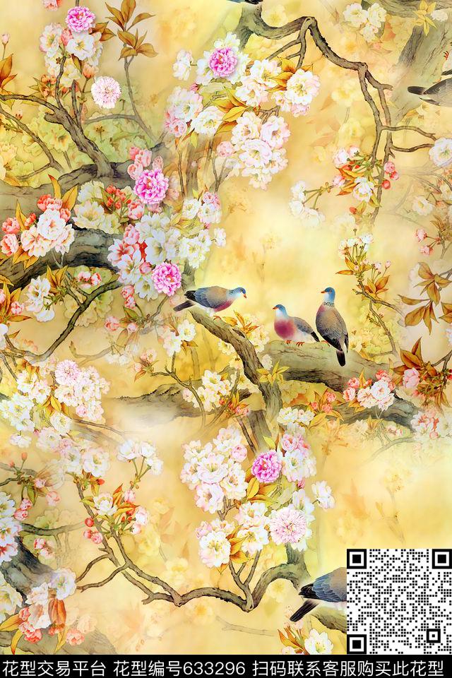 民族风中国风工笔画数码印花华亿平台下载（图片编号: 633296） - 瓦栏（Walan）