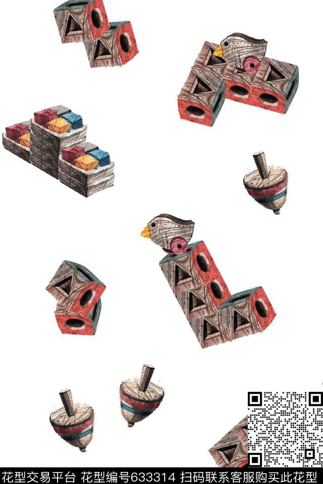 卡通趣味小方块流行时尚数码印花华亿平台下载（图片编号: 633314） - 瓦栏（Walan）