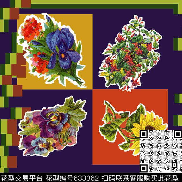 方巾、罂粟花向日葵花卉数码印花华亿平台下载（图片编号: 633362） - 瓦栏（Walan）
