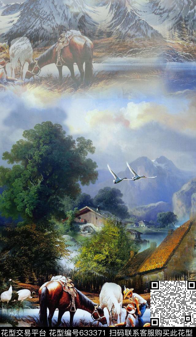 流行时尚数码风景数码印花华亿平台下载（图片编号: 633371） - 瓦栏（Walan）