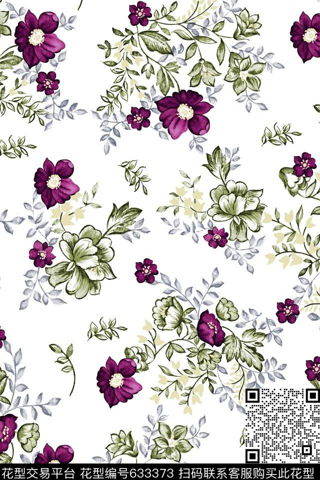 花朵花卉中国风数码印花华亿平台下载（图片编号: 633373） - 瓦栏（Walan）