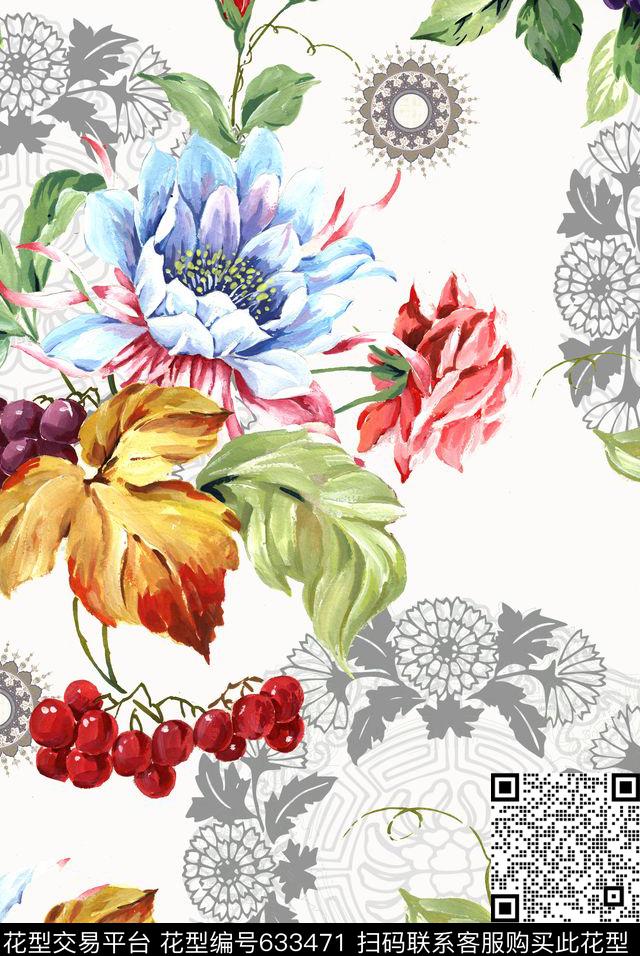 花朵花卉数码印花华亿平台下载（图片编号: 633471） - 瓦栏（Walan）