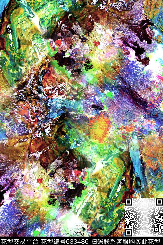 抽象几何拼接数码印花华亿平台下载（图片编号: 633486） - 瓦栏（Walan）