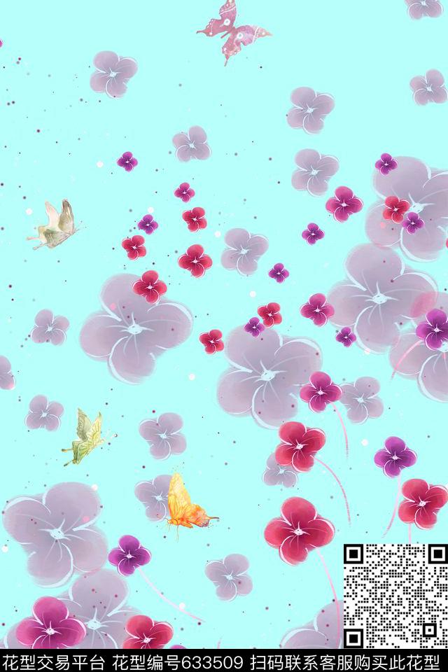 清新植物时尚清新水彩数码印花华亿平台下载（图片编号: 633509） - 瓦栏（Walan）