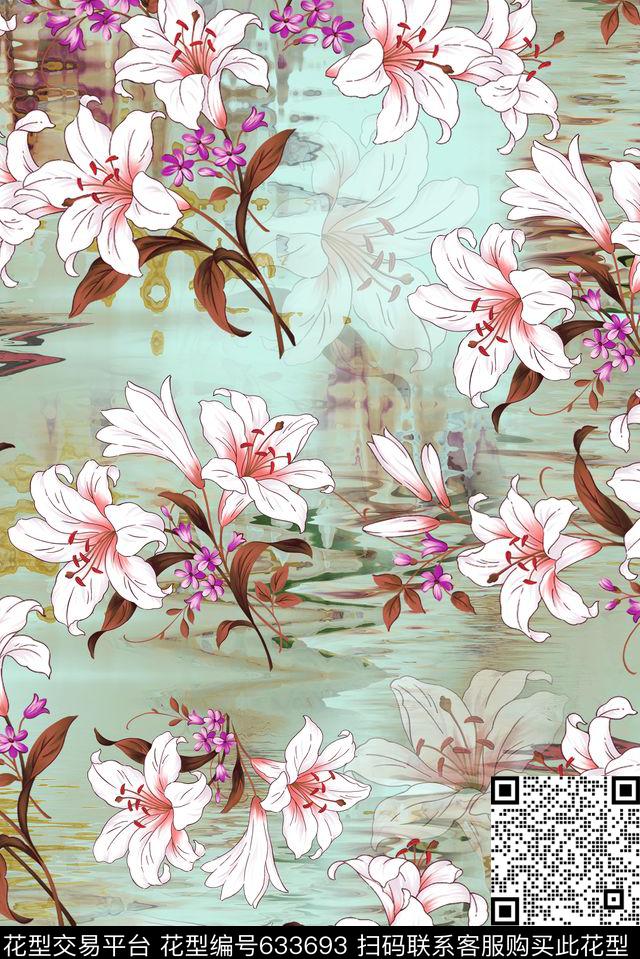 花卉百合山水数码印花华亿平台下载（图片编号: 633693） - 瓦栏（Walan）
