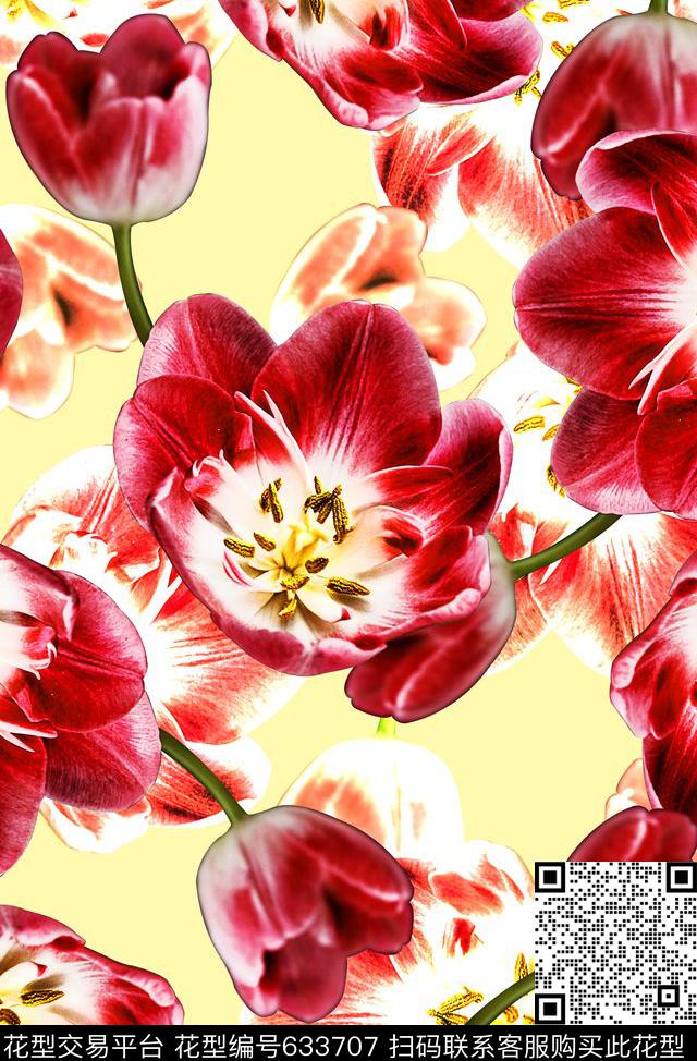 时尚抽象手绘花卉数码印花时尚潮流女装裙子花朵印花时尚大牌印花数码印花华亿平台下载（图片编号: 633707） - 瓦栏（Walan）