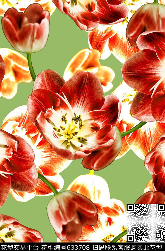 时尚抽象手绘花卉数码印花时尚潮流女装裙子花朵印花时尚大牌印花数码印花华亿平台下载（图片编号: 633708） - 瓦栏（Walan）