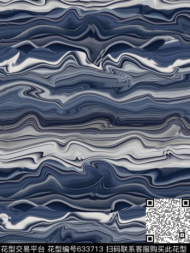 时尚女装波浪抽象纹理个性数码印花华亿平台下载（图片编号: 633713） - 瓦栏（Walan）
