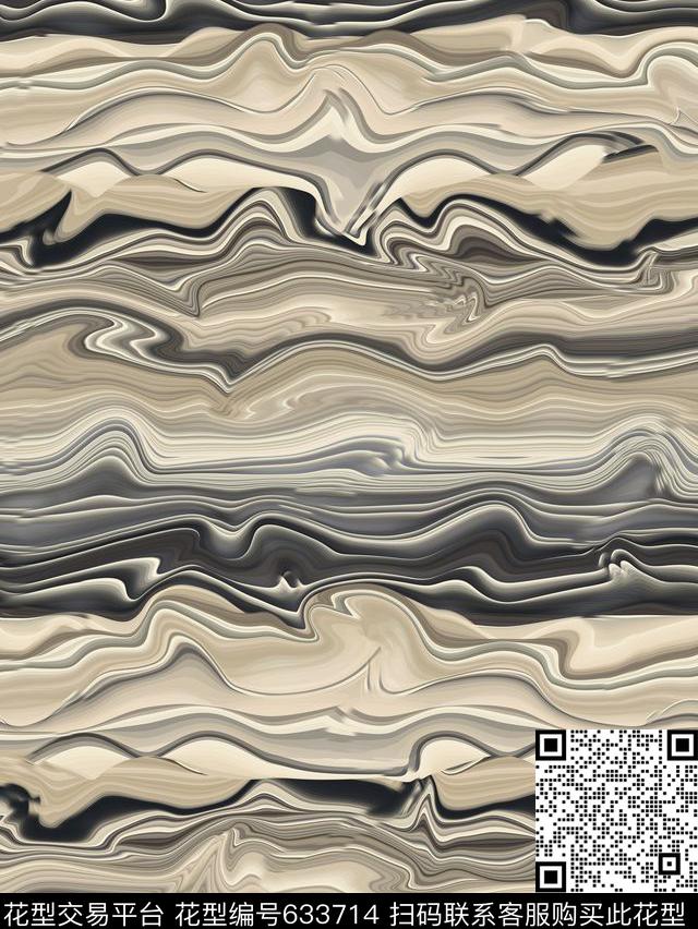 时尚女装波浪抽象纹理个性数码印花华亿平台下载（图片编号: 633714） - 瓦栏（Walan）