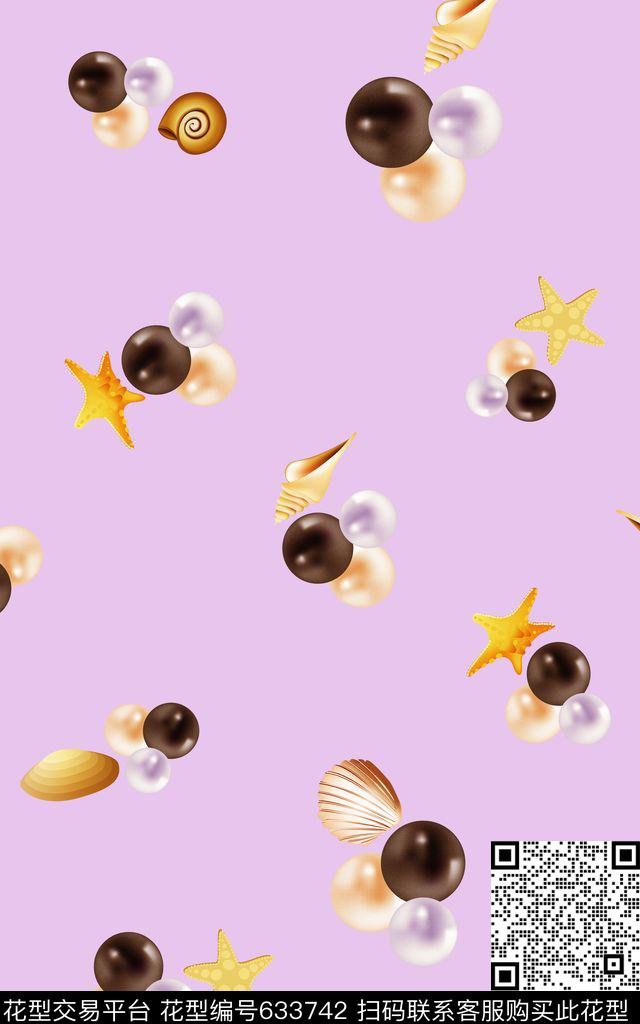 珠宝珍珠贝壳数码印花华亿平台下载（图片编号: 633742） - 瓦栏（Walan）