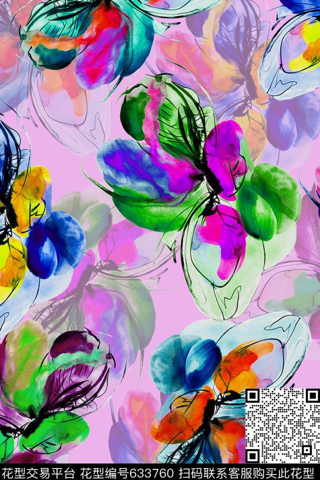 手绘水彩花卉数码印花华亿平台下载（图片编号: 633760） - 瓦栏（Walan）