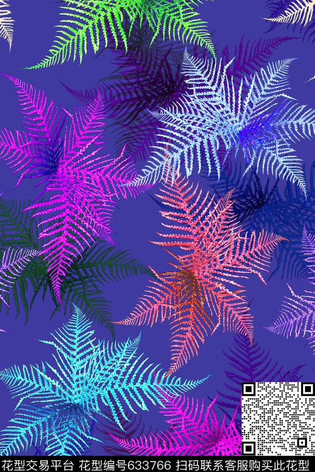 连衣裙花卉水彩花草数码印花华亿平台下载（图片编号: 633766） - 瓦栏（Walan）