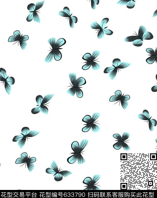 动物蝴蝶简约传统印花华亿平台下载（图片编号: 633790） - 瓦栏（Walan）