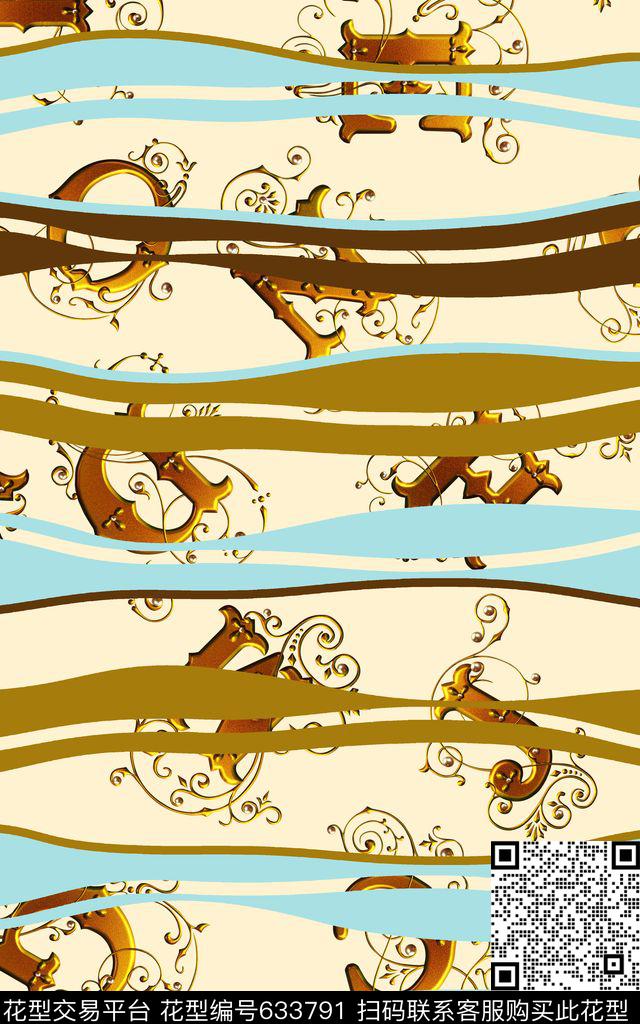 条纹波普字母数码印花华亿平台下载（图片编号: 633791） - 瓦栏（Walan）