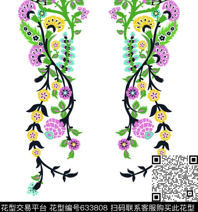 兰花花朵花卉传统印花华亿平台下载（图片编号: 633808） - 瓦栏（Walan）