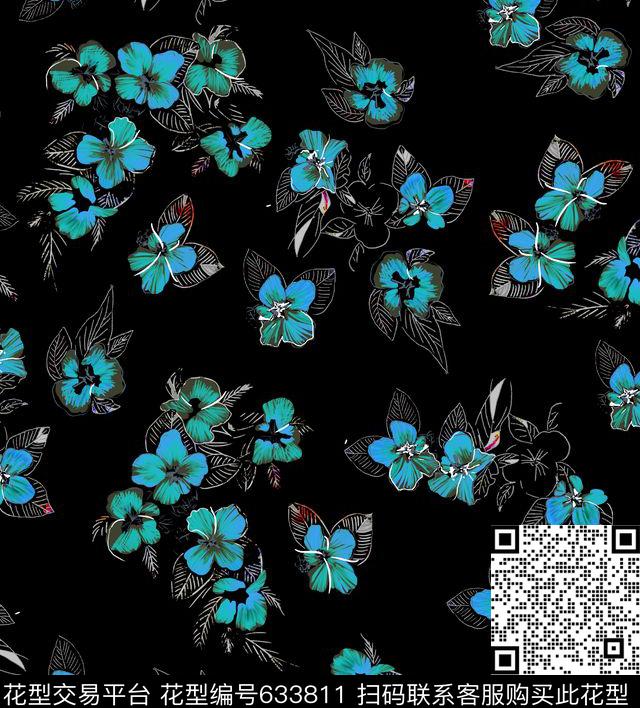 花卉印花手绘数码印花华亿平台下载（图片编号: 633811） - 瓦栏（Walan）